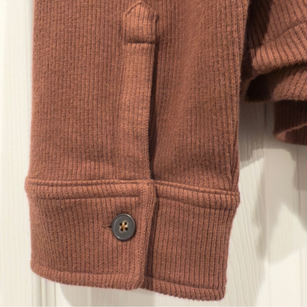 Good Fellow Chocolate Brown Shirt Jacket Men Size XL Preppy Ribbed Knit - Picture 8 of 14